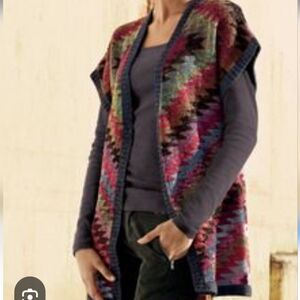 Vintage Kaffe Fassett Peruvian Connection  Multicolor Open Vest Cardigan XL